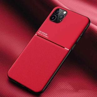 For iPhone 12 / 12 Pro Classic Tilt Strip Grain Magnetic Shockproof PC + TPU Case(Red)