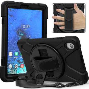 For Lenovo Tab M8 (2020) TB-8705F 8.0 inch Shockproof Colorful Silicone + PC Protective Case with Holder & Shoulder Strap & Hand Strap(Black)