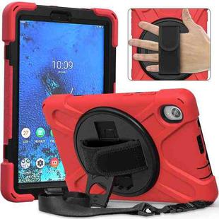 For Lenovo Tab M8 (2020) TB-8705F 8.0 inch Shockproof Colorful Silicone + PC Protective Case with Holder & Shoulder Strap & Hand Strap(Red)