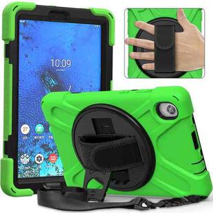 For Lenovo Tab M8 (2020) TB-8705F 8.0 inch Shockproof Colorful Silicone + PC Protective Case with Holder & Shoulder Strap & Hand Strap(Green)