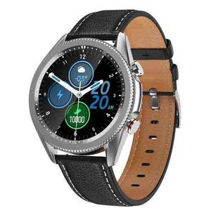 M98 1.28 inch IPS Color Screen IP67 Waterproof Smart Watch, Support Sleep Monitor / Heart Rate Monitor / Bluetooth Call, Style:Leather Strap(Silver)