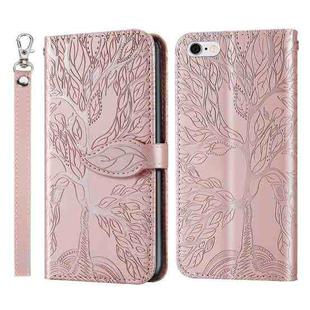 Life of Tree Embossing Pattern Horizontal Flip Leather Case with Holder & Card Slot & Wallet & Photo Frame & Lanyard For iPhone 6 Plus & 6s Plus(Rose Gold)