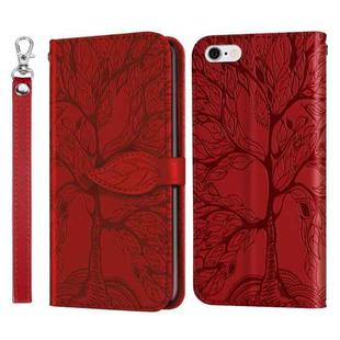 Life of Tree Embossing Pattern Horizontal Flip Leather Case with Holder & Card Slot & Wallet & Photo Frame & Lanyard For iPhone 6 Plus & 6s Plus(Red)