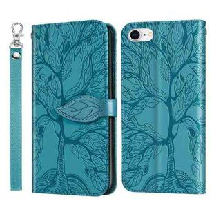 Life of Tree Embossing Pattern Horizontal Flip Leather Case with Holder & Card Slot & Wallet & Photo Frame & Lanyard For iPhone 8 & 7(Lake Blue)