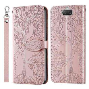 For Sony Xperia 8 Life of Tree Embossing Pattern Horizontal Flip Leather Case with Holder & Card Slot & Wallet & Photo Frame & Lanyard(Rose Gold)