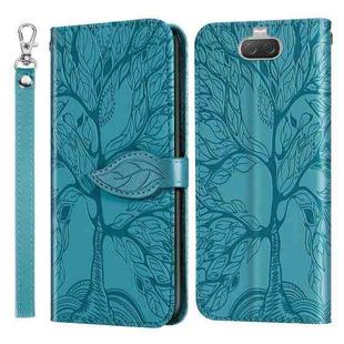 For Sony Xperia 8 Life of Tree Embossing Pattern Horizontal Flip Leather Case with Holder & Card Slot & Wallet & Photo Frame & Lanyard(Lake Blue)