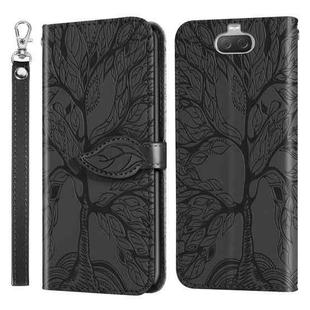 For Sony Xperia 8 Life of Tree Embossing Pattern Horizontal Flip Leather Case with Holder & Card Slot & Wallet & Photo Frame & Lanyard(Black)