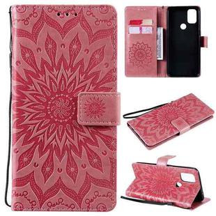 For OnePlus Nord N10 5G Sun Embossing Pattern Horizontal Flip Leather Case with Card Slot & Holder & Wallet & Lanyard(Pink)