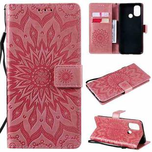 For OnePlus Nord N100 Sun Embossing Pattern Horizontal Flip Leather Case with Card Slot & Holder & Wallet & Lanyard(Pink)