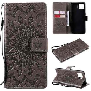 For OPPO F17 Pro / Reno4 Lite Sun Embossing Pattern Horizontal Flip Leather Case with Card Slot & Holder & Wallet & Lanyard(Grey)