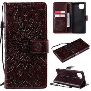 For OPPO F17 Pro / Reno4 Lite Sun Embossing Pattern Horizontal Flip Leather Case with Card Slot & Holder & Wallet & Lanyard(Brown)
