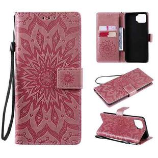 For OPPO F17 / A73 Sun Embossing Pattern Horizontal Flip Leather Case with Card Slot & Holder & Wallet & Lanyard(Pink)