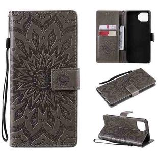 For OPPO F17 / A73 Sun Embossing Pattern Horizontal Flip Leather Case with Card Slot & Holder & Wallet & Lanyard(Grey)