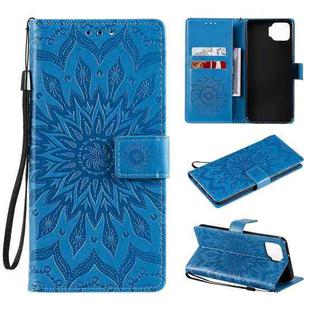 For OPPO F17 / A73 Sun Embossing Pattern Horizontal Flip Leather Case with Card Slot & Holder & Wallet & Lanyard(Blue)