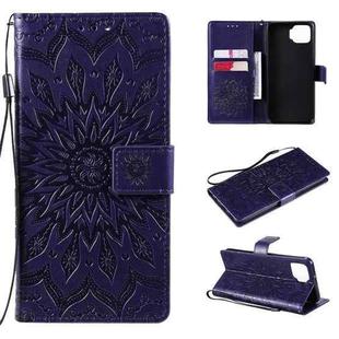 For OPPO F17 / A73 Sun Embossing Pattern Horizontal Flip Leather Case with Card Slot & Holder & Wallet & Lanyard(Purple)