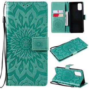 For OPPO Realme 7 Pro Sun Embossing Pattern Horizontal Flip Leather Case with Card Slot & Holder & Wallet & Lanyard(Green)