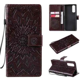 For OPPO Realme 7 Sun Embossing Pattern Horizontal Flip Leather Case with Card Slot & Holder & Wallet & Lanyard(Brown)