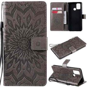 For OPPO Realme 7i / C17 Sun Embossing Pattern Horizontal Flip Leather Case with Card Slot & Holder & Wallet & Lanyard(Grey)