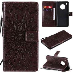 For Huawei Y9a Sun Embossing Pattern Horizontal Flip Leather Case with Card Slot & Holder & Wallet & Lanyard(Brown)