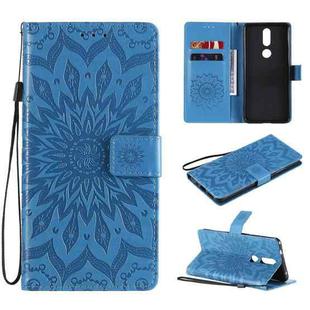 For Nokia 2.4 Sun Embossing Pattern Horizontal Flip Leather Case with Card Slot & Holder & Wallet & Lanyard(Blue)