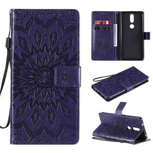 For Nokia 2.4 Sun Embossing Pattern Horizontal Flip Leather Case with Card Slot & Holder & Wallet & Lanyard(Purple)