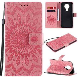 For Nokia 3.4 Sun Embossing Pattern Horizontal Flip Leather Case with Card Slot & Holder & Wallet & Lanyard(Pink)