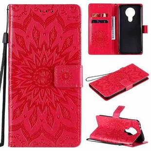 For Nokia 3.4 Sun Embossing Pattern Horizontal Flip Leather Case with Card Slot & Holder & Wallet & Lanyard(Red)