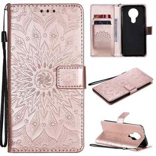 For Nokia 3.4 Sun Embossing Pattern Horizontal Flip Leather Case with Card Slot & Holder & Wallet & Lanyard(Rose Gold)