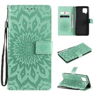 For Samsung Galaxy A42 5G Sun Embossing Pattern Horizontal Flip Leather Case with Card Slot & Holder & Wallet & Lanyard(Green)