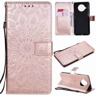 For Xiaomi Mi 10T Lite 5G Sun Embossing Pattern Horizontal Flip Leather Case with Card Slot & Holder & Wallet & Lanyard(Rose Gold)
