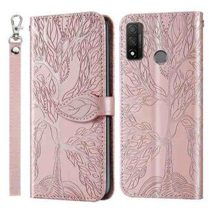 For Huawei P smart 2020 Life of Tree Embossing Pattern Horizontal Flip Leather Case with Holder & Card Slot & Wallet & Photo Frame & Lanyard(Rose Gold)