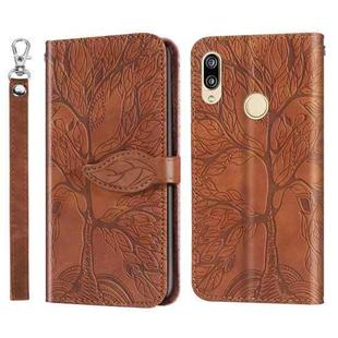 For Huawei P20 Lite Life of Tree Embossing Pattern Horizontal Flip Leather Case with Holder & Card Slot & Wallet & Photo Frame & Lanyard(Brown)