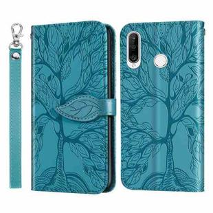 For Huawei P30 Lite Life of Tree Embossing Pattern Horizontal Flip Leather Case with Holder & Card Slot & Wallet & Photo Frame & Lanyard(Blue)