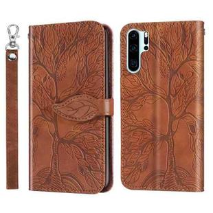 For Huawei P30 Pro Life of Tree Embossing Pattern Horizontal Flip Leather Case with Holder & Card Slot & Wallet & Photo Frame & Lanyard(Brown)