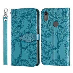 For Huawei Y6 (2019) Life of Tree Embossing Pattern Horizontal Flip Leather Case with Holder & Card Slot & Wallet & Photo Frame & Lanyard(Blue)