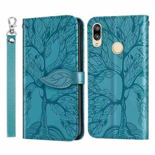For Huawei Y7 Prime (2019) Life of Tree Embossing Pattern Horizontal Flip Leather Case with Holder & Card Slot & Wallet & Photo Frame & Lanyard(Blue)