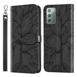 For Samsung Galaxy Note20 Life of Tree Embossing Pattern Horizontal Flip Leather Case with Holder & Card Slot & Wallet & Photo Frame & Lanyard(Black)