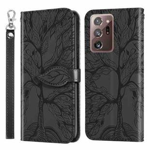 For Samsung Galaxy Note20 Ultra Life of Tree Embossing Pattern Horizontal Flip Leather Case with Holder & Card Slot & Wallet & Photo Frame & Lanyard(Black)