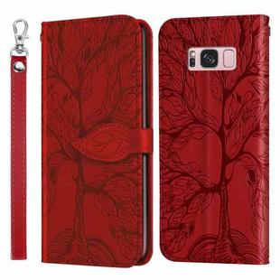 For Samsung Galaxy S8 Life of Tree Embossing Pattern Horizontal Flip Leather Case with Holder & Card Slot & Wallet & Photo Frame & Lanyard(Red)