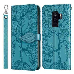 For Samsung Galaxy S9+ Life of Tree Embossing Pattern Horizontal Flip Leather Case with Holder & Card Slot & Wallet & Photo Frame & Lanyard(Lake Blue)