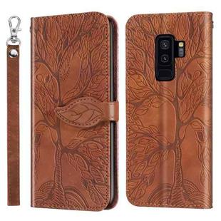 For Samsung Galaxy S9+ Life of Tree Embossing Pattern Horizontal Flip Leather Case with Holder & Card Slot & Wallet & Photo Frame & Lanyard(Brown)