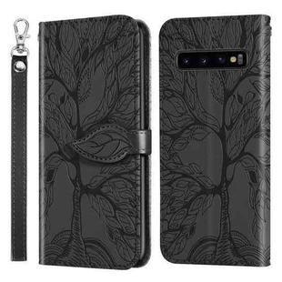 For Samsung Galaxy S10+ Life of Tree Embossing Pattern Horizontal Flip Leather Case with Holder & Card Slot & Wallet & Photo Frame & Lanyard(Black)
