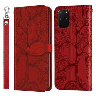 For Samsung Galaxy S20+ Life of Tree Embossing Pattern Horizontal Flip Leather Case with Holder & Card Slot & Wallet & Photo Frame & Lanyard(Red)