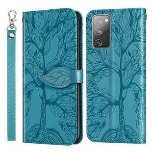 For Samsung Galaxy S20 FE Life of Tree Embossing Pattern Horizontal Flip Leather Case with Holder & Card Slot & Wallet & Photo Frame & Lanyard(Lake Blue)