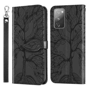For Samsung Galaxy S20 FE Life of Tree Embossing Pattern Horizontal Flip Leather Case with Holder & Card Slot & Wallet & Photo Frame & Lanyard(Black)