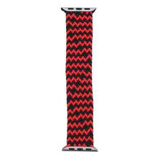 Mixed Color Nylon Braided Single Loop Watch Band For Apple Watch Ultra 49mm / Series 8&7 45mm / SE 2&6&SE&5&4 44mm / 3&2&1 42mm, Size:M(Red Black)