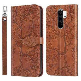 For Xiaomi Poco M2 Life of Tree Embossing Pattern Horizontal Flip Leather Case with Holder & Card Slot & Wallet & Photo Frame & Lanyard(Brown)