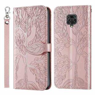 For Xiaomi Poco M2 Pro Life of Tree Embossing Pattern Horizontal Flip Leather Case with Holder & Card Slot & Wallet & Photo Frame & Lanyard(Rose Gold)