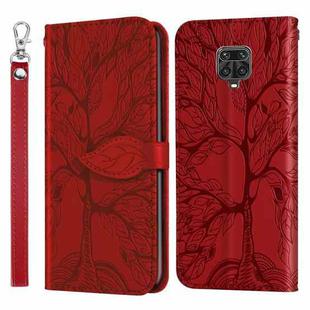 For Xiaomi Poco M2 Pro Life of Tree Embossing Pattern Horizontal Flip Leather Case with Holder & Card Slot & Wallet & Photo Frame & Lanyard(Red)