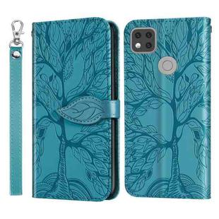 For Xiaomi Redmi 9C Life of Tree Embossing Pattern Horizontal Flip Leather Case with Holder & Card Slot & Wallet & Photo Frame & Lanyard(Blue)